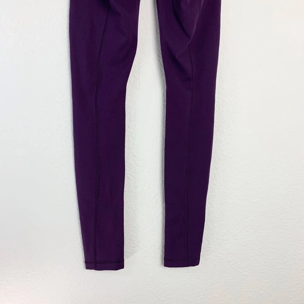 Lululemon Purple Side Gathered Satin Detail Leggings Sz 2 - Picture 10 of 13